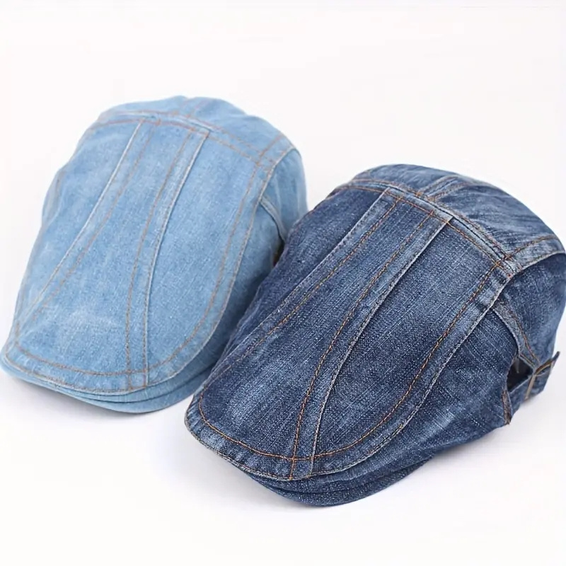 Denim Newsboy Cap Blue Denim Military Sports Hat CRAGGI