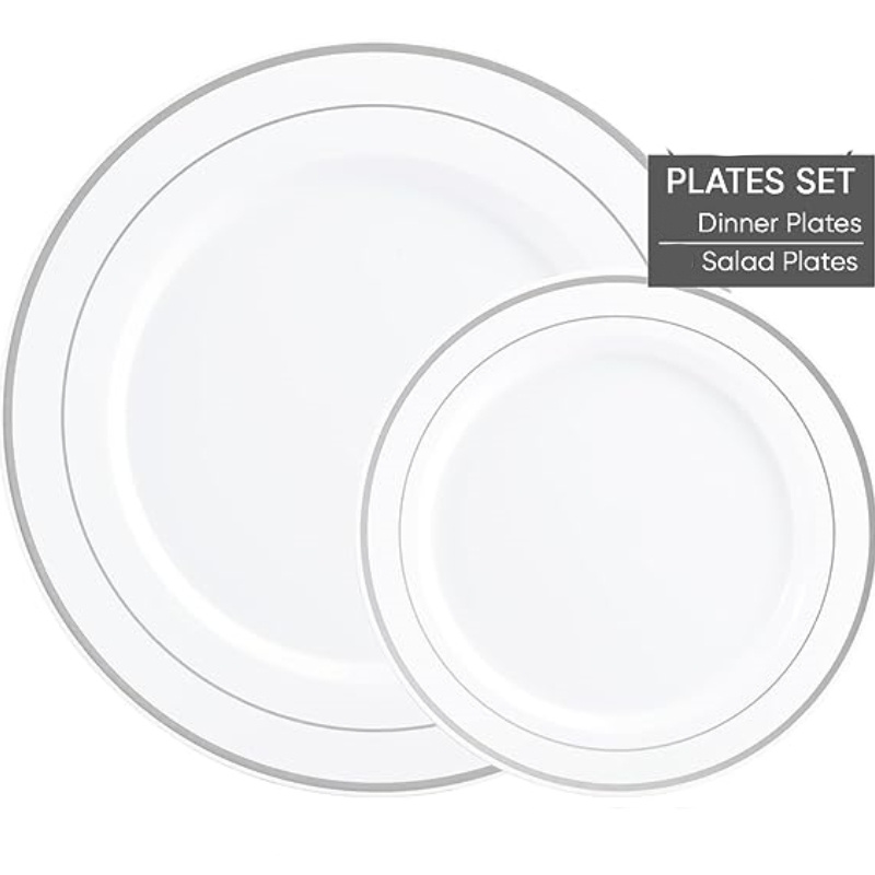 Nervure 140 platos de plástico cuadrados negros – 20 platos de plástico  dorado para invitados incluyen 20 platos de cena 20 platos de postre 60 –  Yaxa Costa Rica