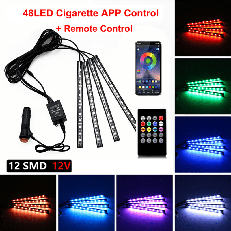 Neon LED Car Interior Ambient Foot Strip Light Kit Accessories Backlight  Remote App Music Control Auto RGB Decorative Lamps - AliExpress