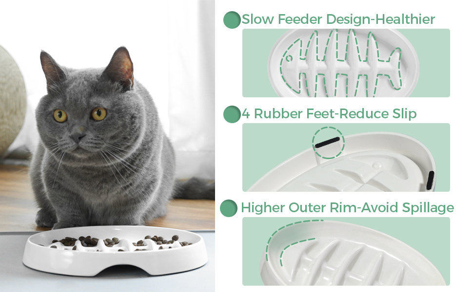 Cat Feeder Slow Feeder Cat Bowl Fish Shaped Silicone - Temu