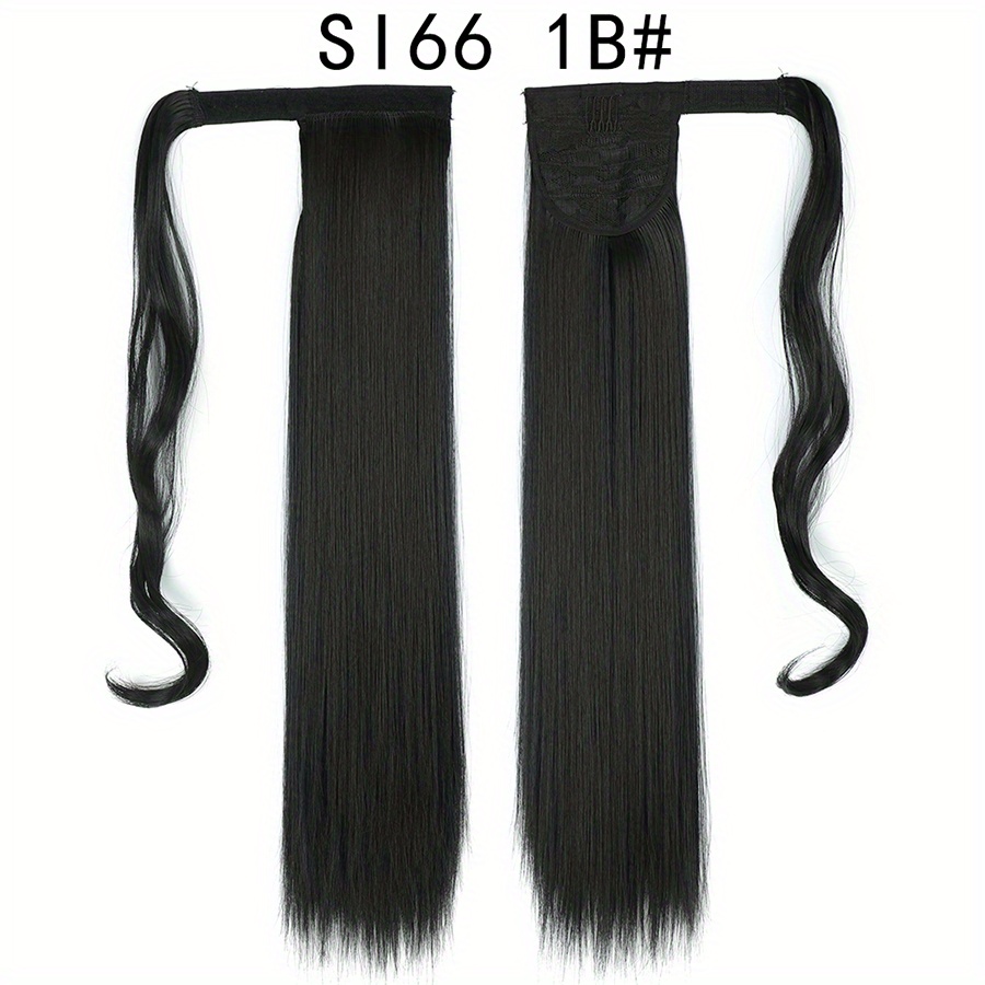 Straight Ponytail Extensions Synthetic Clip In Hair Extensions Natural Look