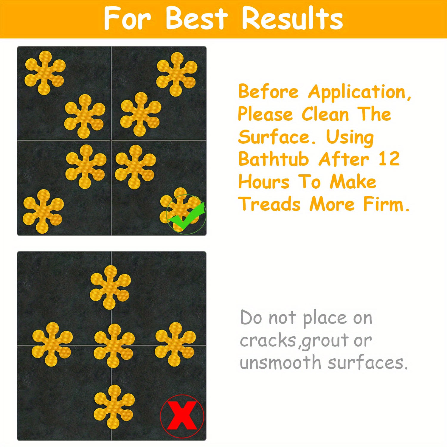 10pcs yellow snowflake shaped bathtub non slip stickers creative anti slip shower tread sticker bathroom non slip strip safety bathtub strips   decals bathroom accessories details 4