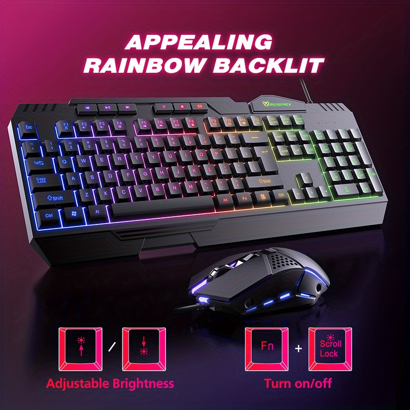 Cool Backlit Gaming Keyboard Mouse Set Universal Usb Temu