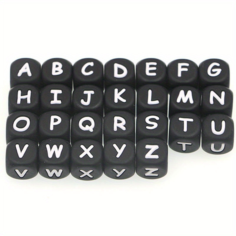 26pcs/52pcs 12mm Mixed Letter Silicone Beads For Diy Keychain, Bag Chain, Phone Strap, Bracelet Necklace Jewelry Making Supplies