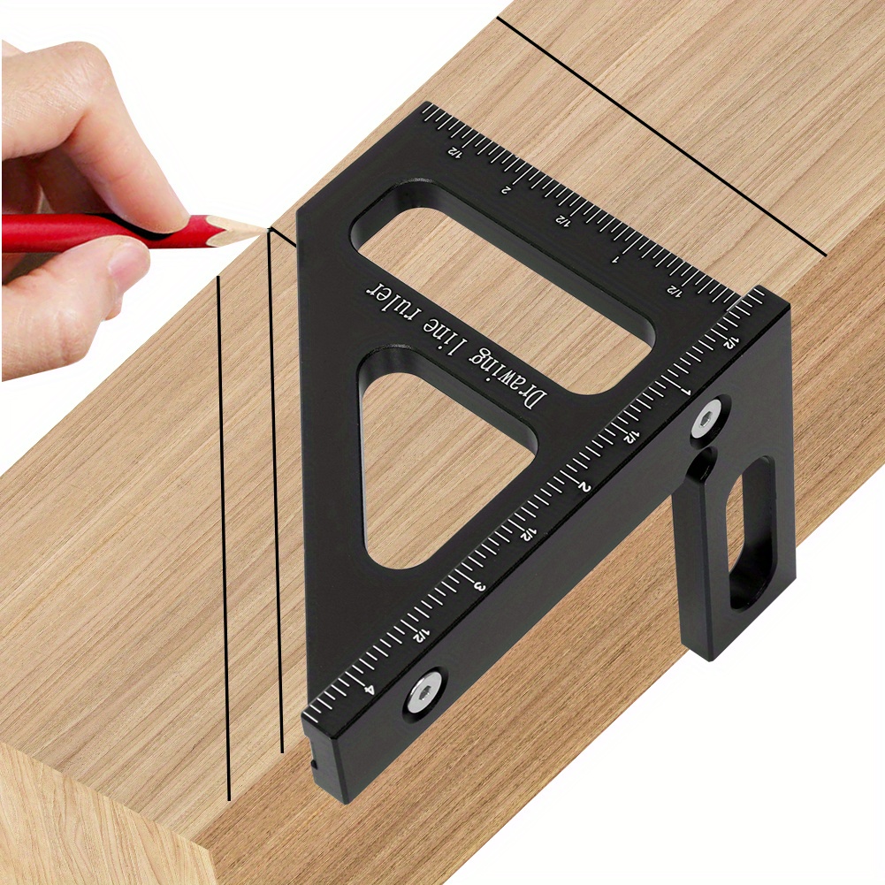 8.5 Inch 3D Multi-Angle Measuring Ruler - Aluminum Alloy Woodworking Square & Protractor