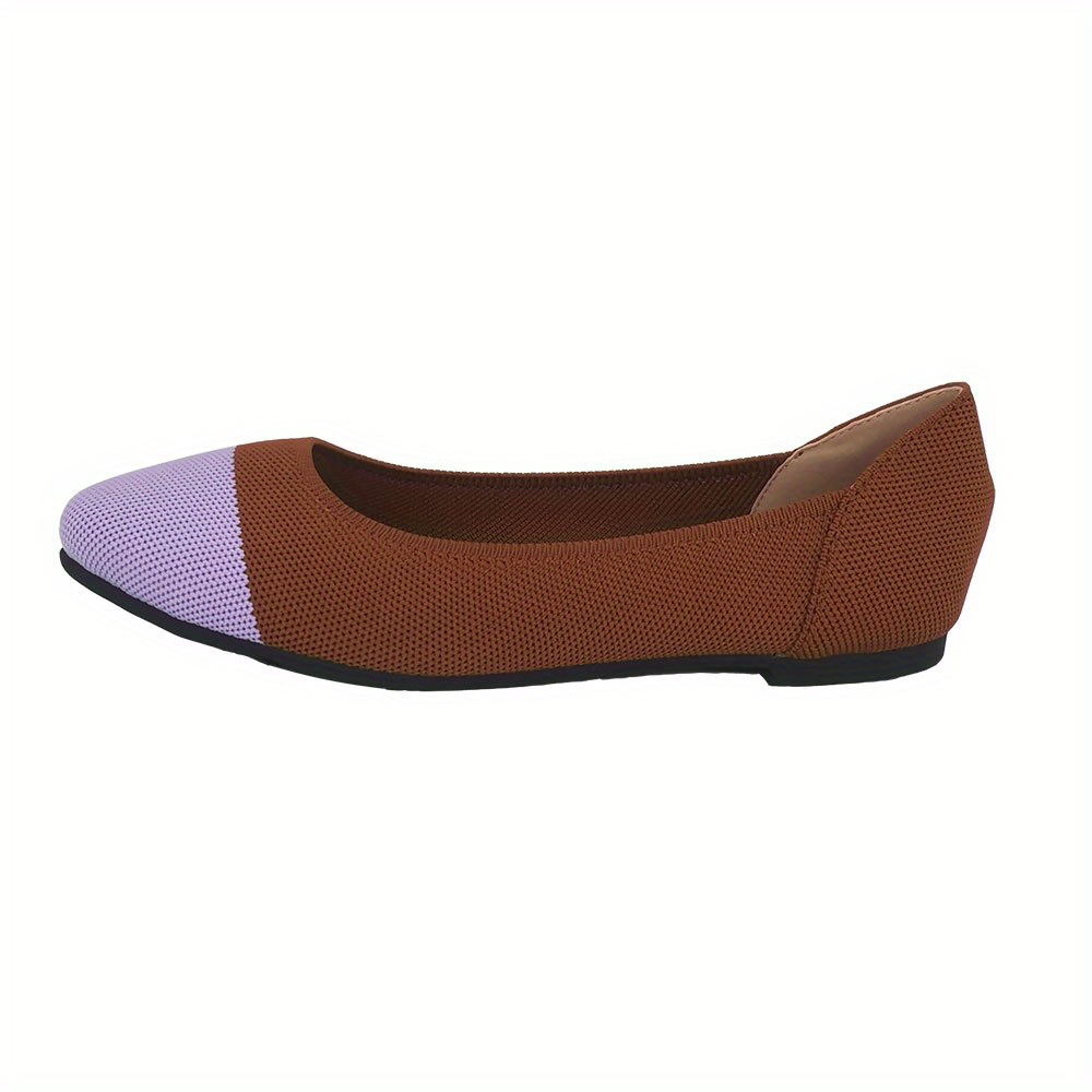 Colorblock Knitted Flat Shoes Almond Toe Soft Sole Comfortable Flats