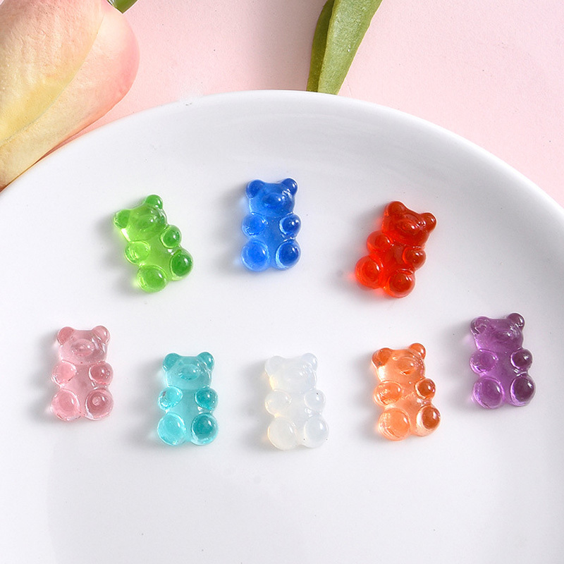 16pcs Cute Dazzle Gummy Bear Shoe Charms for Jelly Resin Kawaii Rainbow Bears DIY Sandals Slipper Shoes Decorations Accessories Buckle Pins for