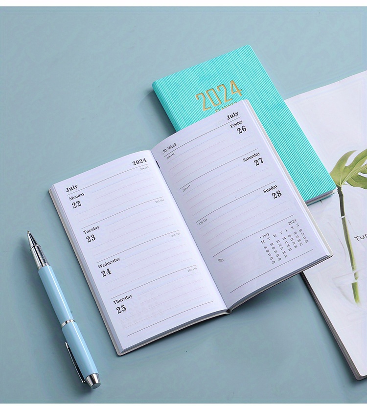 2024 A6 English Schedule Book Thin Weekly Calendar Notebook - Temu ...