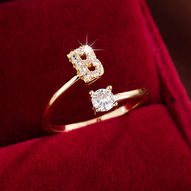 Women's Adjustable Copper Ring with Zirconia Mosaic