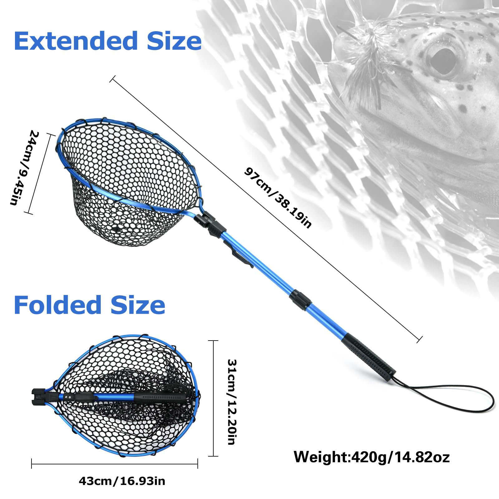 Fishing Net Collapsible Telescopic Pole Blue Rubber - Temu United Kingdom