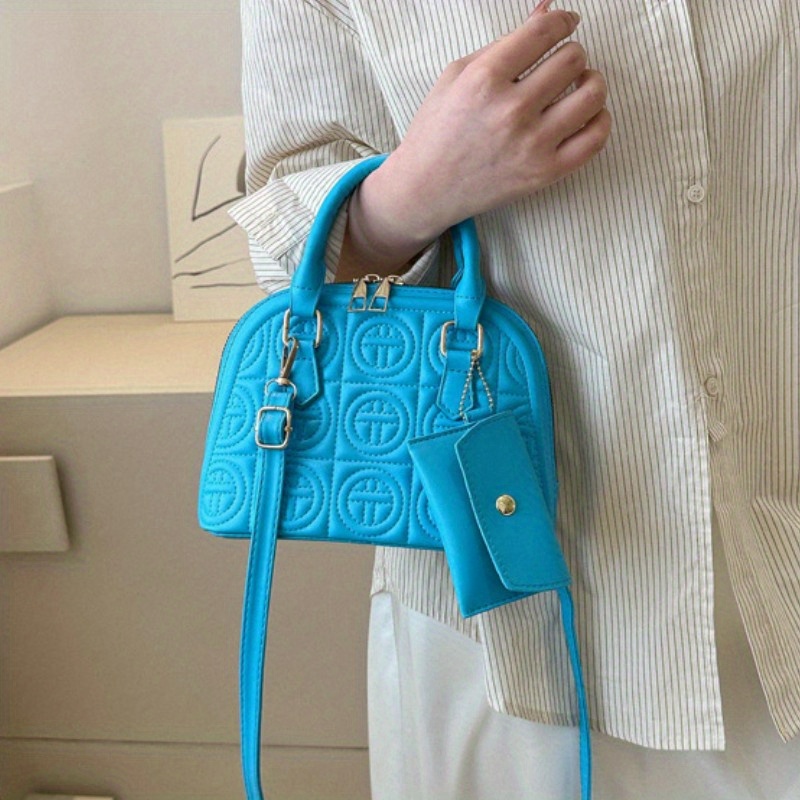 Niche Design Shell Handbag, Stylish Quilted Pattern Crossbody Bag