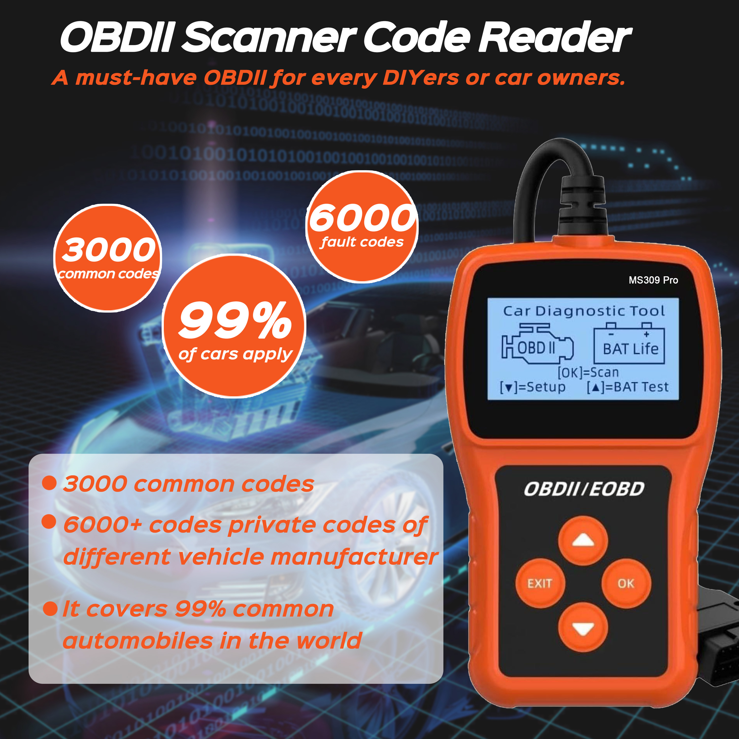 OBD2 Scanner Professionnel Voiture OBD II Scanner Auto Diagnostic Lecteur  De Code De Défaut Automobile Vérifier Moteur Lumière Diagnostic Du 73,91 €