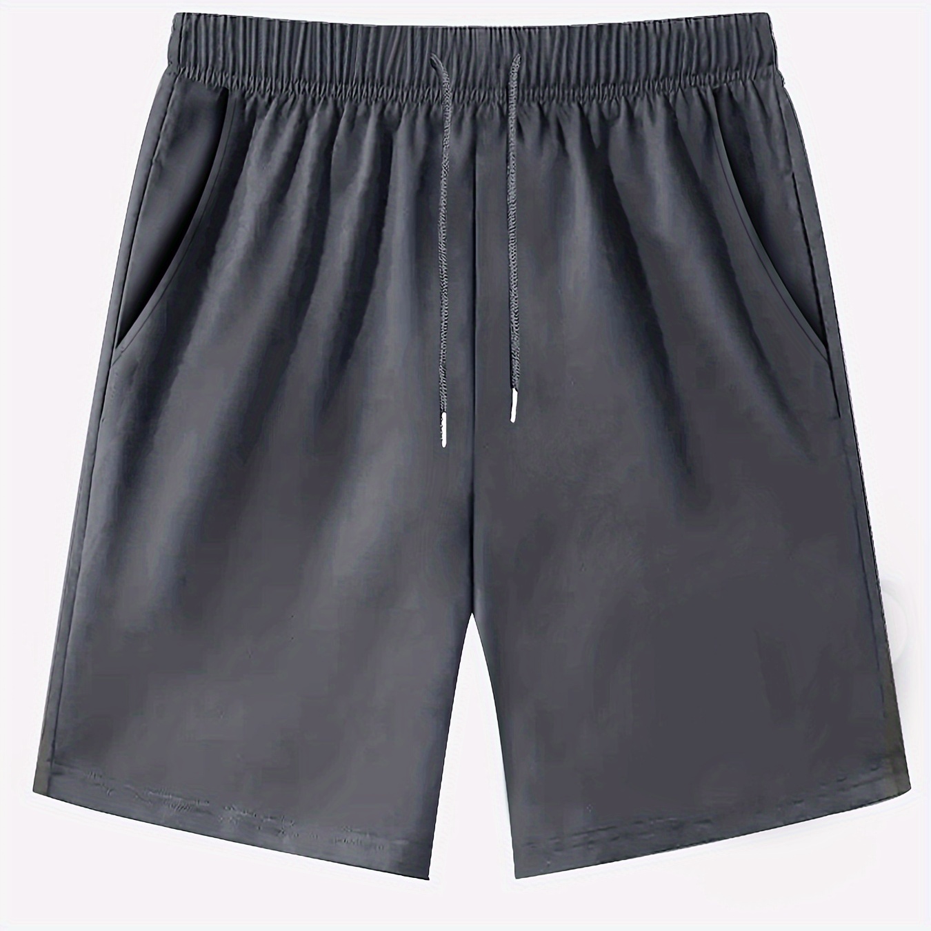 

Men's Casual Elastic Drawstring Plain Color Sports Short Pants, Oversized Shorts Plus Size