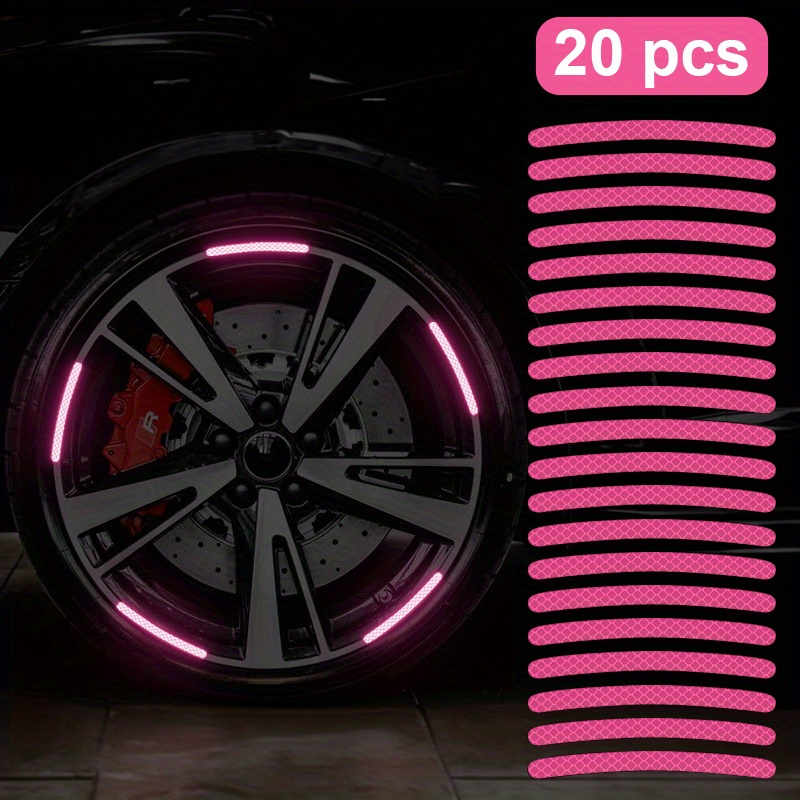 20pcs Auto Radnabe Reflektierende Aufkleber Reifenfelge Reflektierende  Streifen Leuchtende Aufkleber für Nachtfahrten Auto-Styling-Zubehör Neu