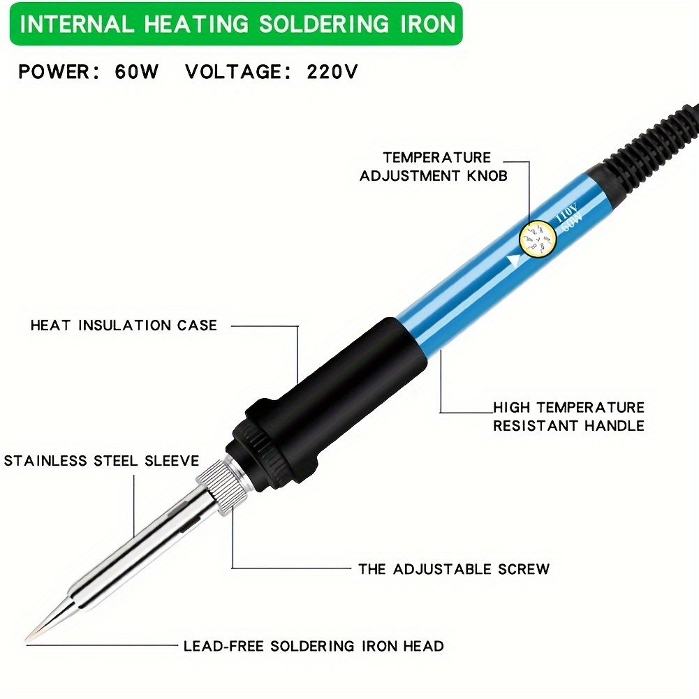 Adjustable Temperature Internal Heat Soldering Iron Head Set