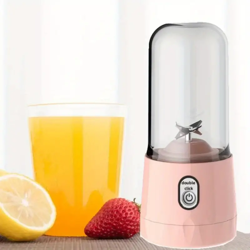 1pcs 350ml mini portable fruit blender electric juicer for  juice smoothies and shakes travel blender with four blades perfect for on the go nutrition pink green details 7