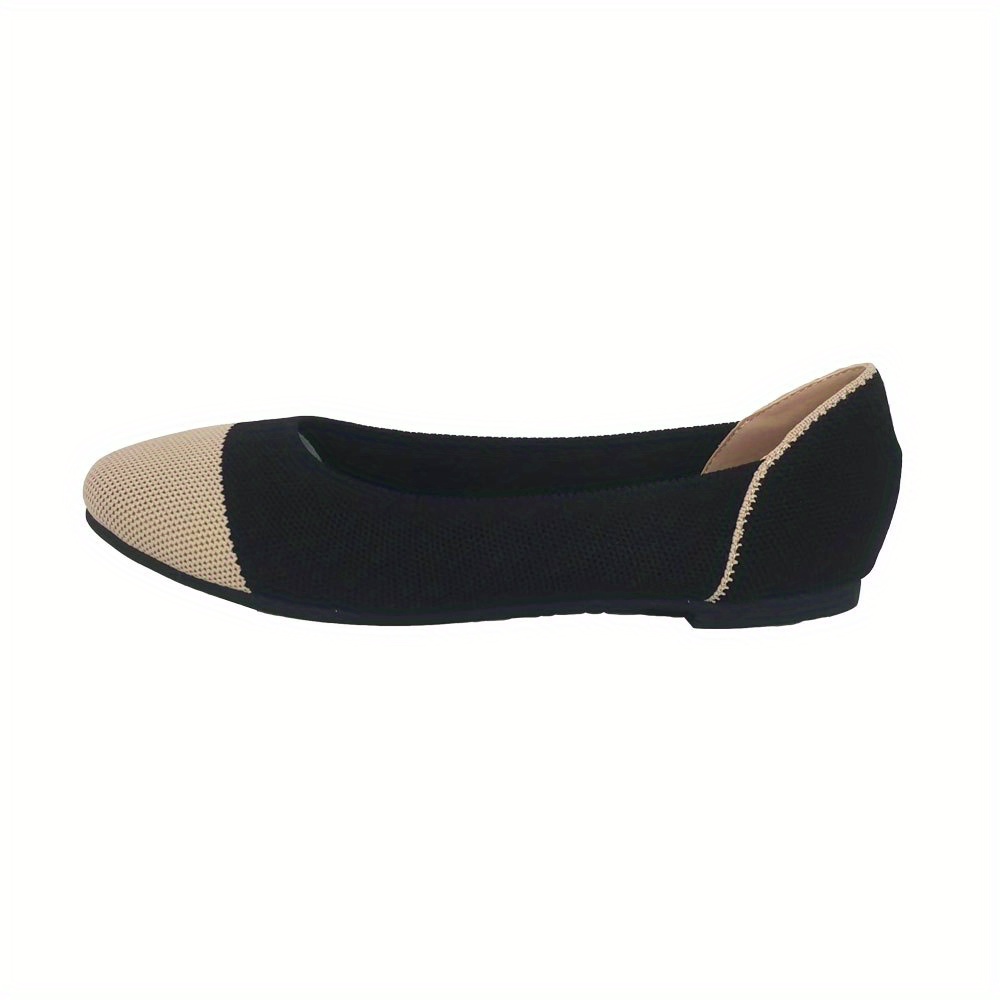 Colorblock Knitted Flat Shoes Almond Toe Soft Sole Comfortable Flats