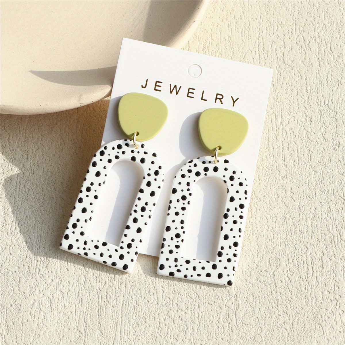 Image of 1 Pair Of Chic Women's Ins-inspired Acrylic Drop Earrings With Polymer Clay Texture - Elegant & Sexy, Stainless Steel Posts, Ideal For Or Gifting, Quirky Earrings