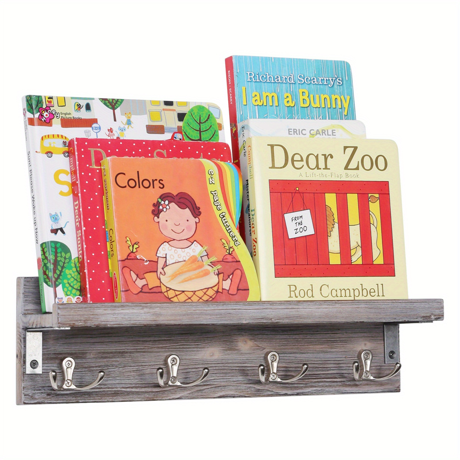 Floating Shelves 8 Hooks Bathroom Coat Rack Wood Wall Key Temu