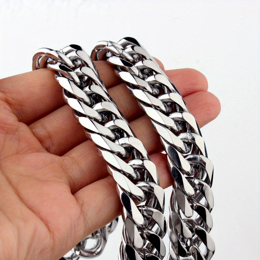 Stainless Steel Silver Color Men's Cuban Chain Hip hop Style - Temu