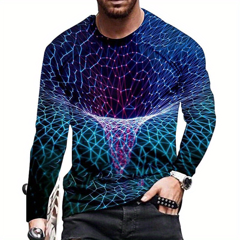 3d High Tech Series Optical Illusion Pattern Men's Graphic - Temu