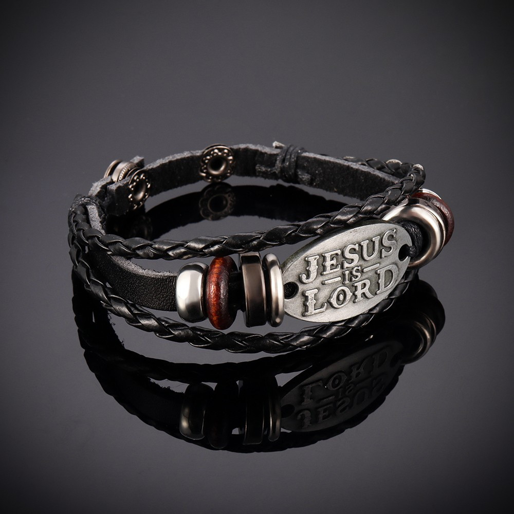 Multi-layer Braided Bracelet, Punk Style 26 Letters Leather