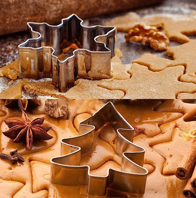 6pcs christmas cookie cutters stainless steel pastry cutters biscuit molds baking tools kitchen gadgets kitchen accessories details 4