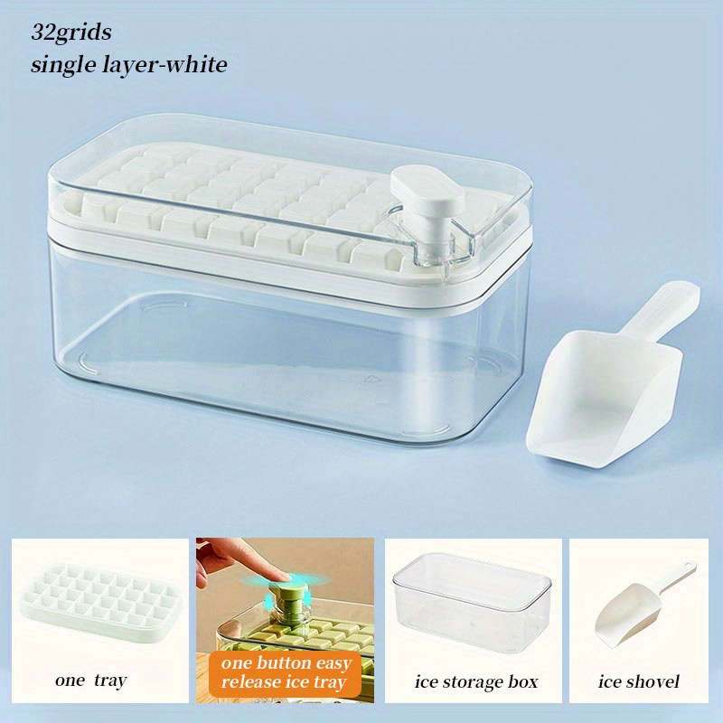 1 pc,Double-layer Ice Cube Tray, 64 Grids Silicone Ice Cube Tray With Lid &  Bin, Ice Cube Mold For Freezer, Easy Release & Save Space,Ice Maker For  Freezer With Container, Large
