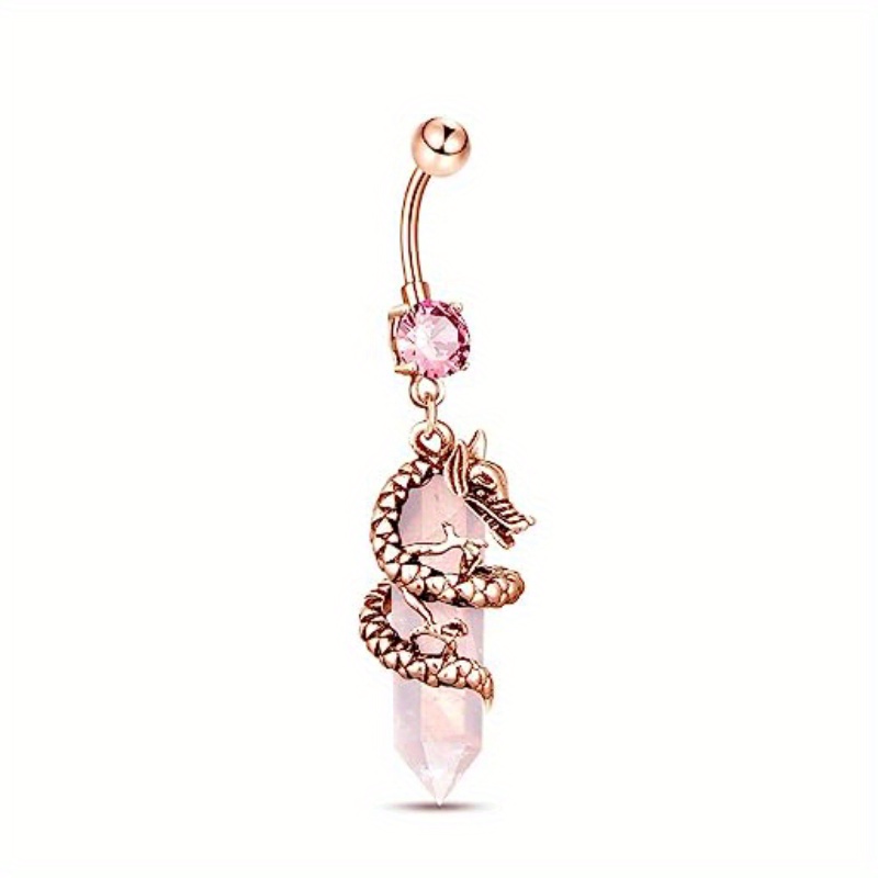 Dragon Shape Charm Belly Button Ring with Gemstones