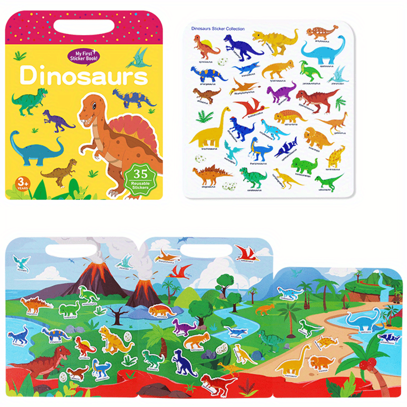 Livre dautocollants dinosaures réutilisables pour enfants de 3, 4
