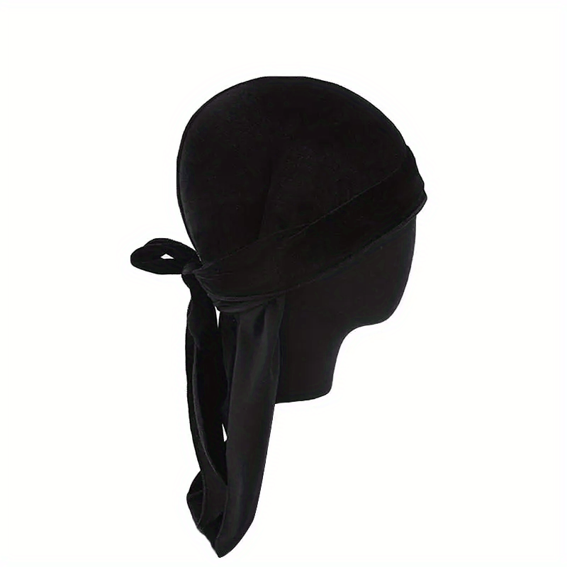 vintage velvet durag solid color lace up head wraps soft bandana elastic turban cap comfortable cycling hats for women men