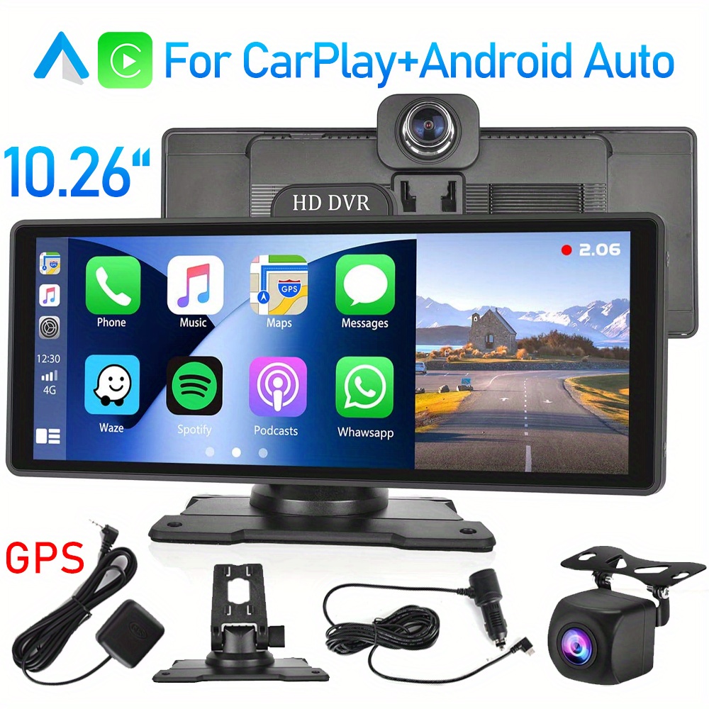 Portable Wireless For Carplay Car Stereo With Dash Cam Ips - Temu