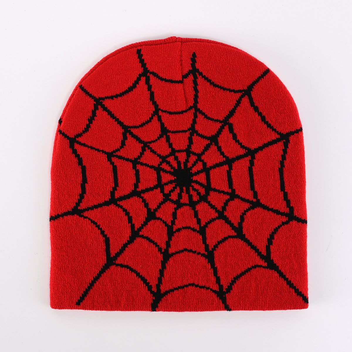 Y2K Gothic Spider Web Jacquard Skull Cap Unisex Warm Knit Hat