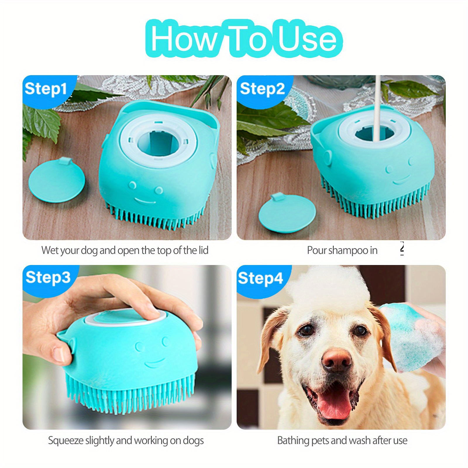 Dog Bath Brush Dog Shampoo Brush Dog Scrubber For Bath Pet - Temu