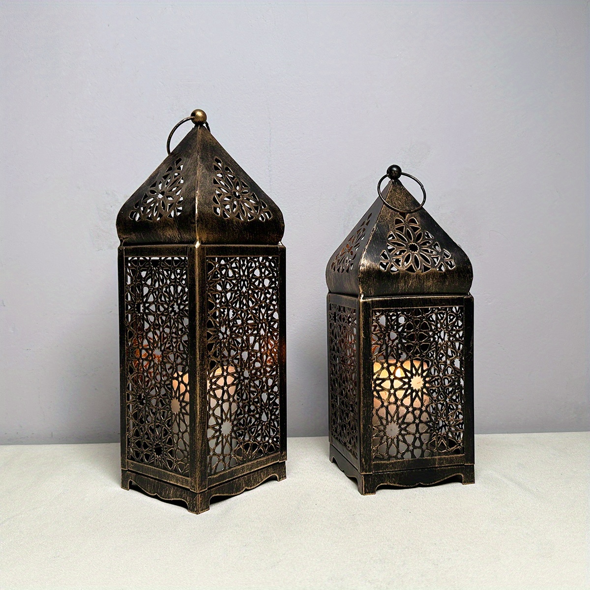 1pc metal vintage lantern candle holder table top home d cor accessories no candle antique golden lantern decorative candle lantern holders for home details 3