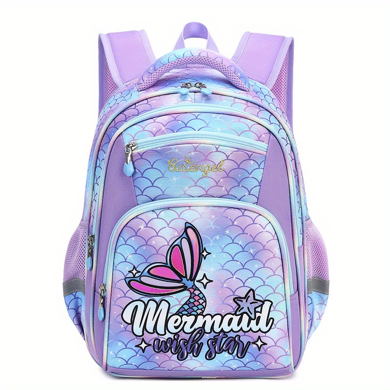 Kids Backpack Astronaut Mermaid Pattern Large Capacity