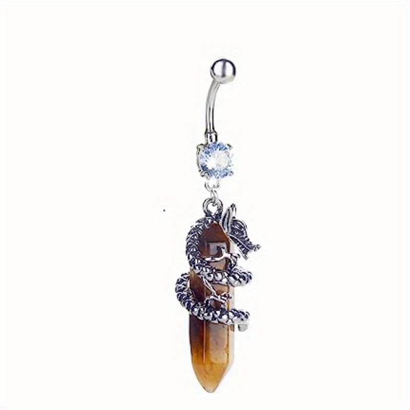 Dragon Shape Charm Belly Button Ring with Gemstones