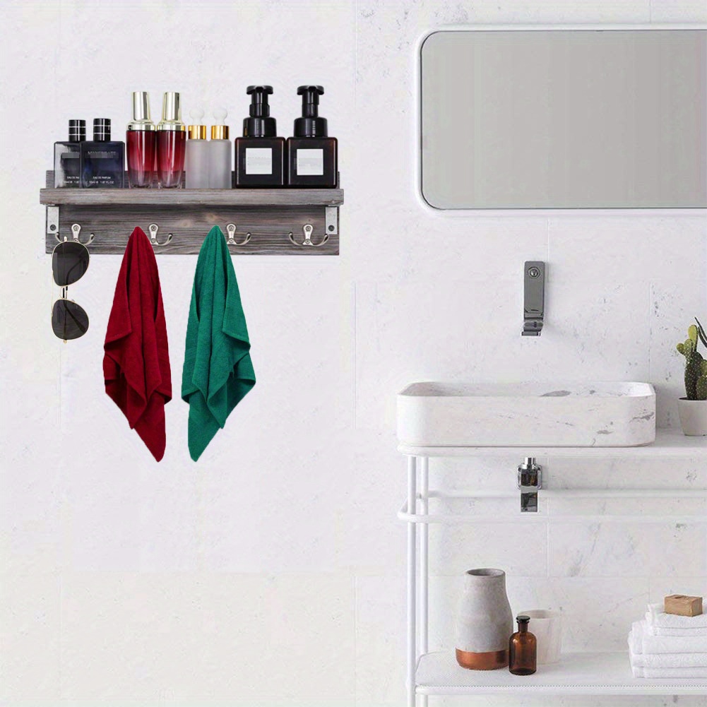 Bathroom Shelving With Towel Hooks, Entryway Coat Hooks With Shelf, Decor  Shelf With Hooks, Shelving With Towel Hooks, Floating Shelf 