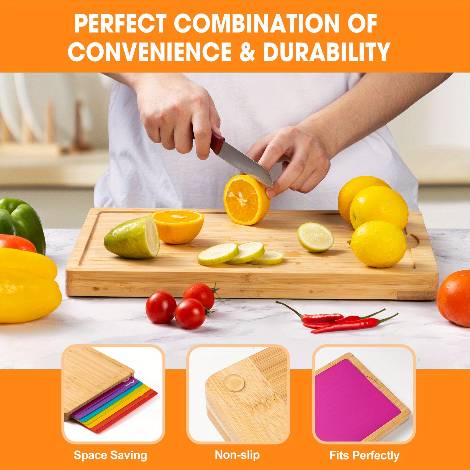 Plastic-Chopping-Cutting-Boards for Kitchen-Set Durable-Mats Food