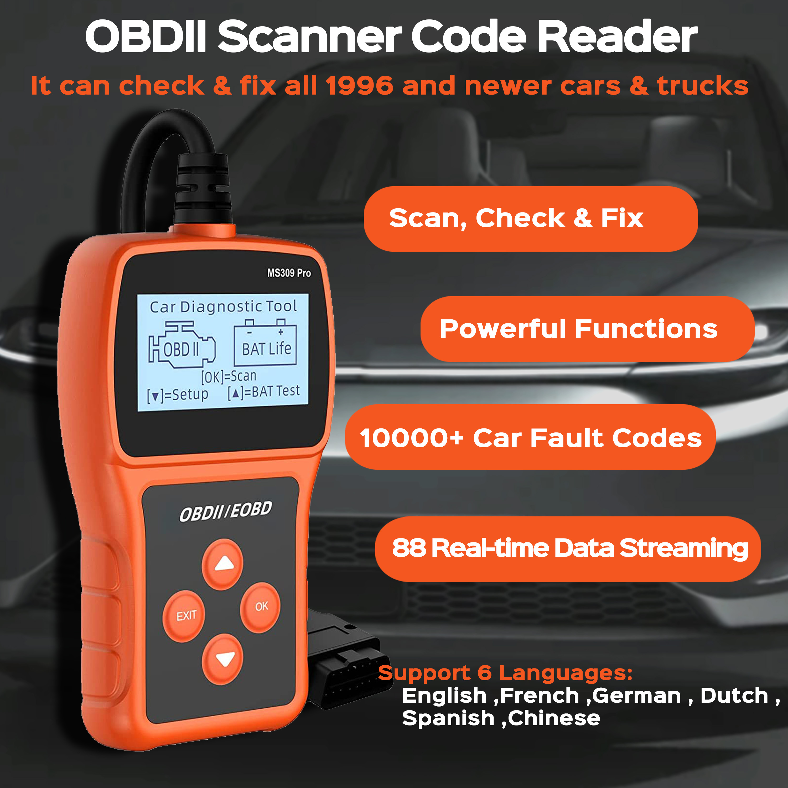 OBD2 Scanner Professionnel Voiture OBD II Scanner Auto Diagnostic Lecteur  De Code De Défaut Automobile Vérifier Moteur Lumière Diagnostic Du 73,91 €