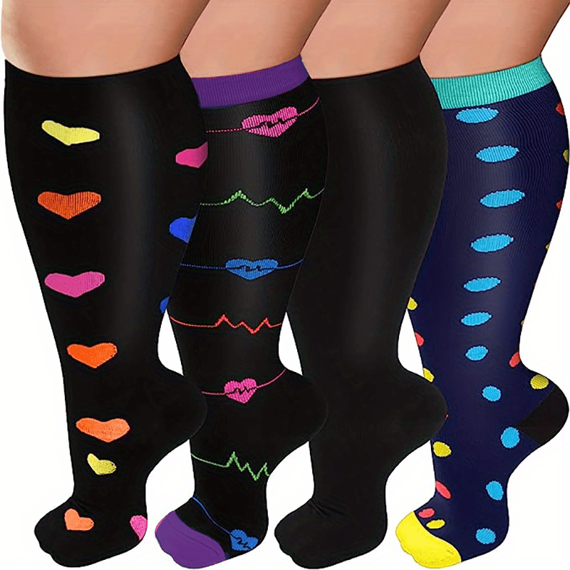 Boost Performance And Comfort With Plus Size Compression Socks For Women -  1/4 Pairs Unisex Knee High Stockings For Hiking, Running, And More!