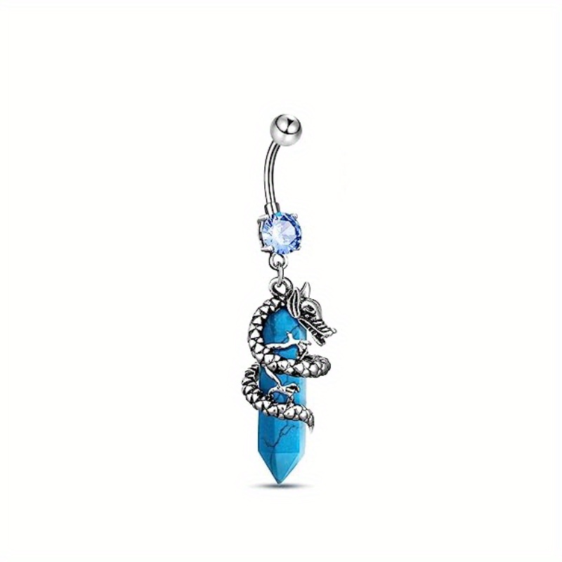 Dragon Shape Charm Belly Button Ring with Gemstones