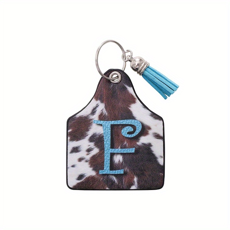 Leopard Print Letter Keychain - F