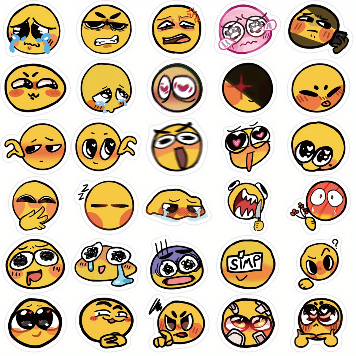 1 Yellow Smiley Face Stickers - Qty 50