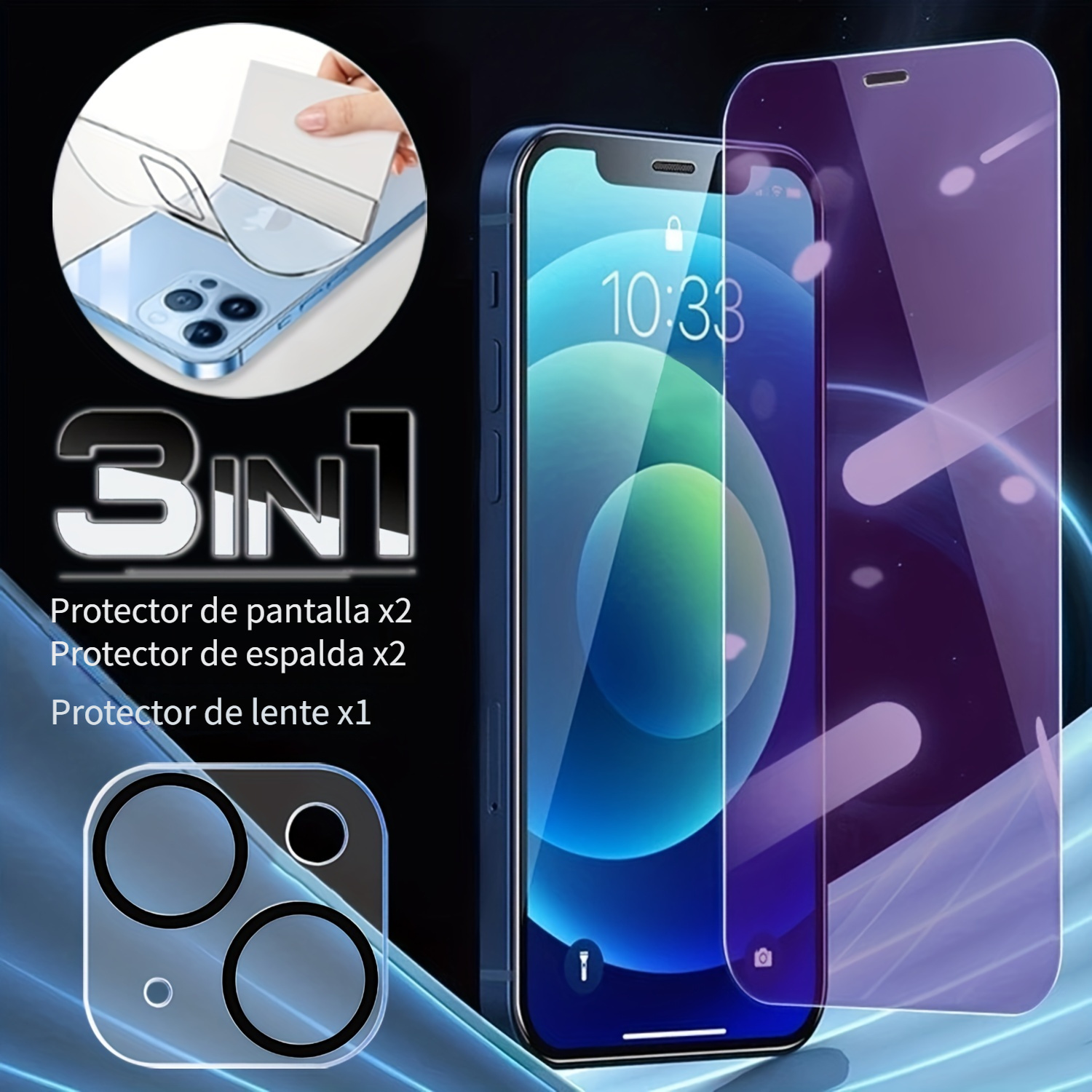 Cristal Templado Completo Anti Blue-ray Negro para iPhone SE