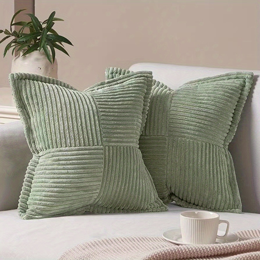 Corduroy Pillow Covers With Splicing Super Soft Couch Pillow Covers  Broadside Striped Decorative Textured Throw Pillows For Cushion Bed  Livingroom, Room Decoration, Aesthetic Room Decor, Home Decoration, House  Decor - Temu