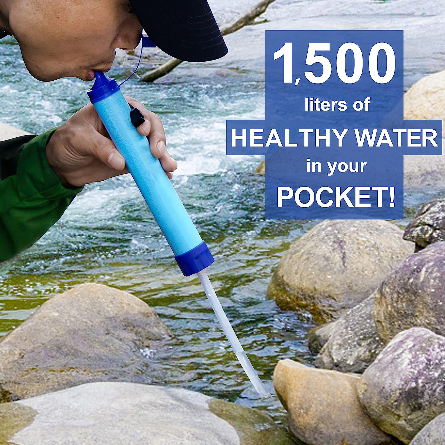 Pocket Purifying Water Filter - For Travel, Camping, Survival