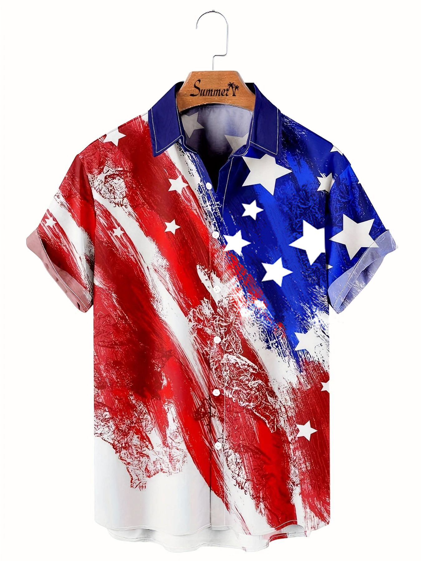 Men's American Flag Graphic Print Beach Shirt Summer Short - Temu South ...