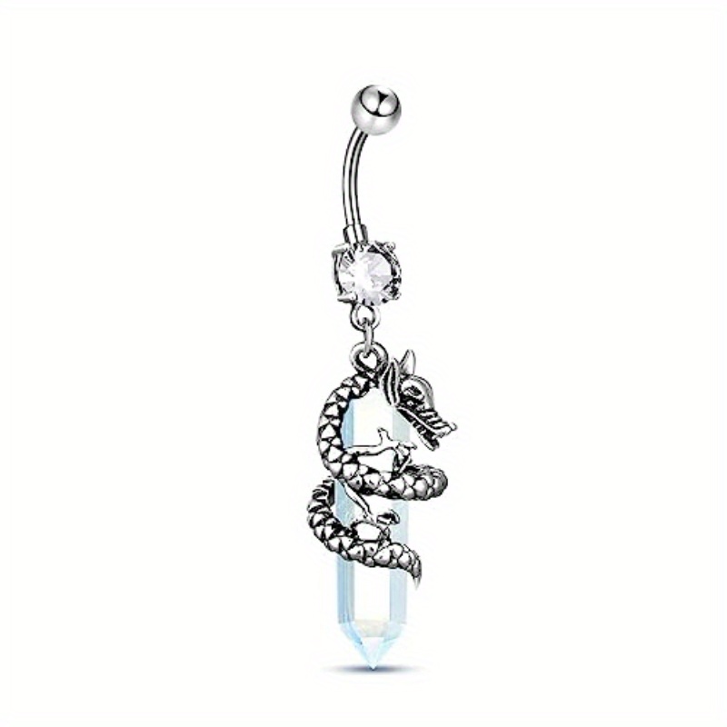 Dragon Shape Charm Belly Button Ring with Gemstones