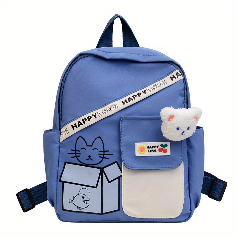 Plush Cat Cartoon Backpack Lightweight Travel Nylon Schoolbag